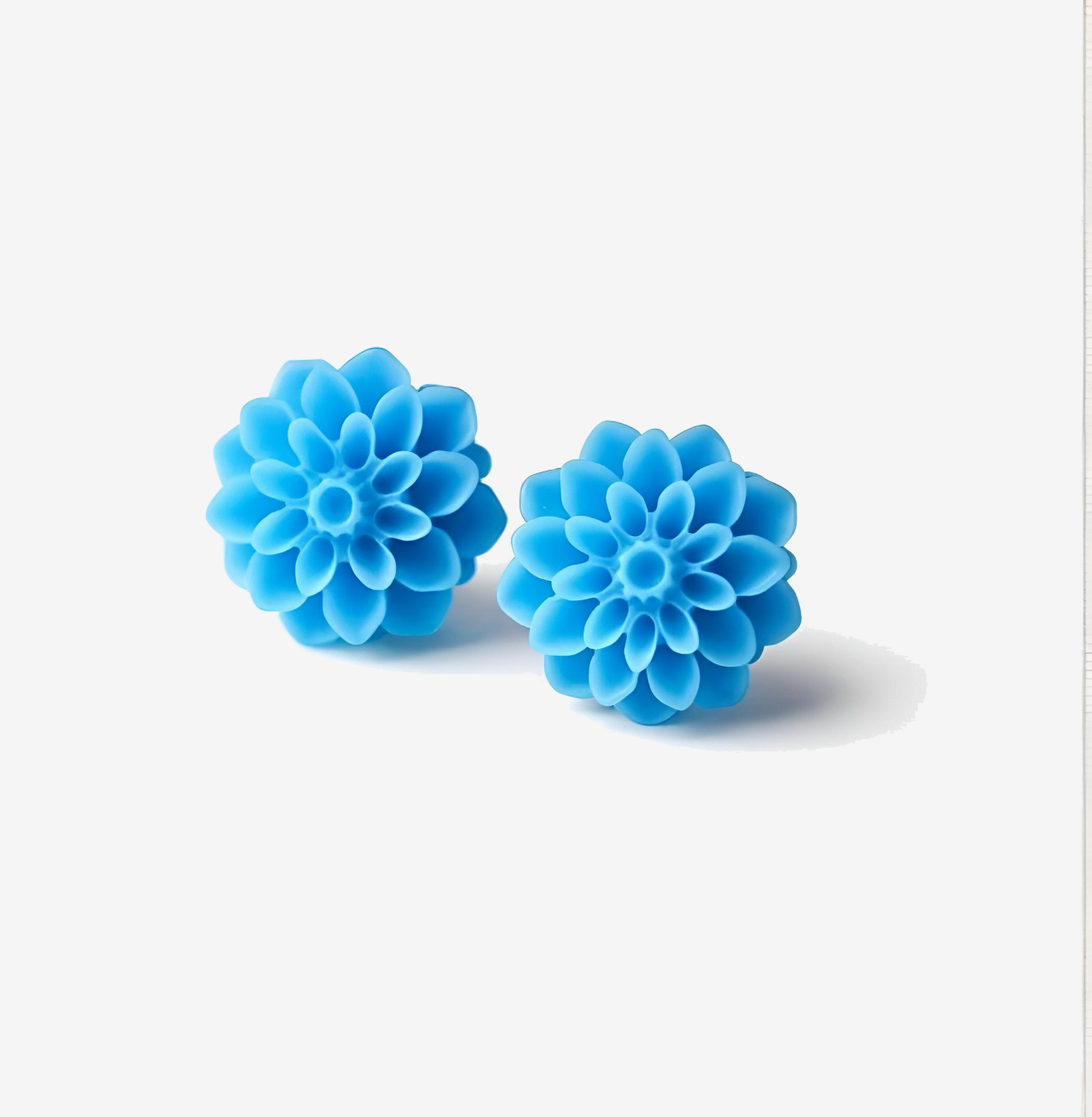 Sea Blue Flower Stud Earrings