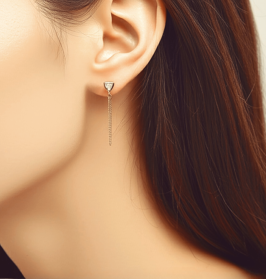 Triangle Gold Plated Chain Stud Earrings