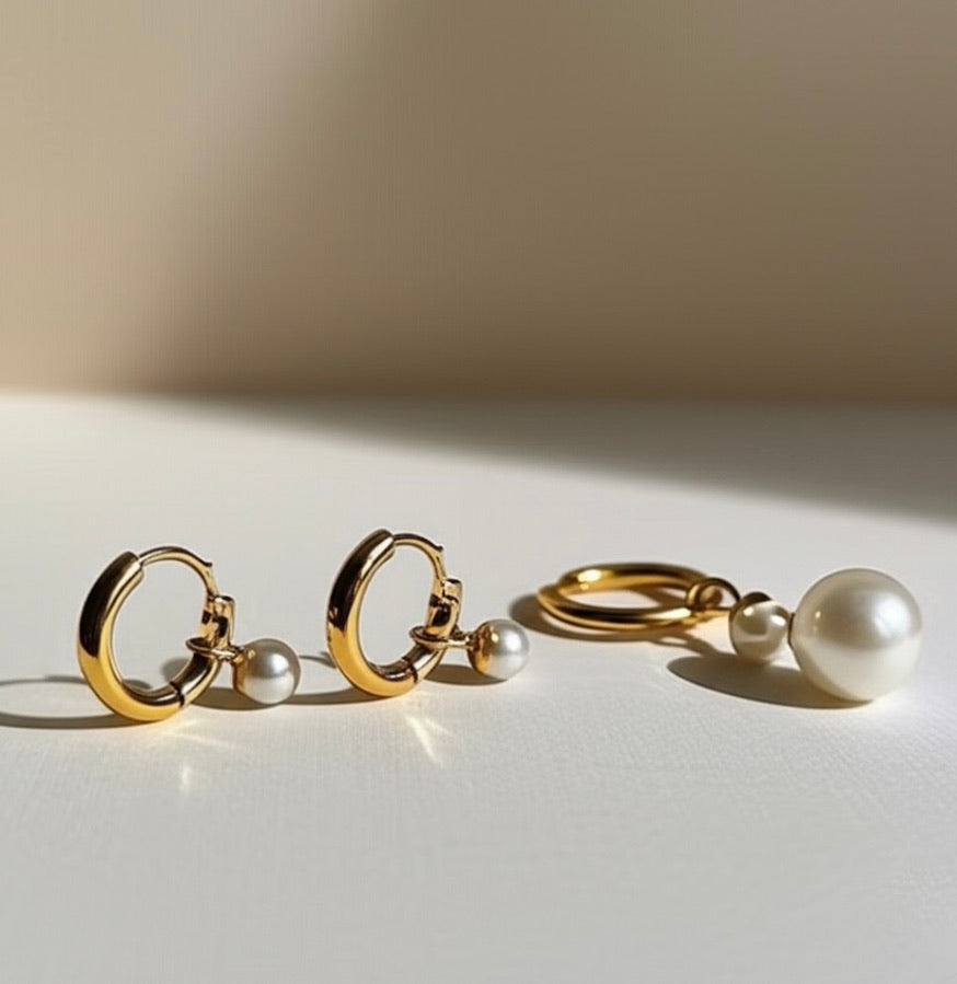 White Seashell Pearl Earring Charms- Small