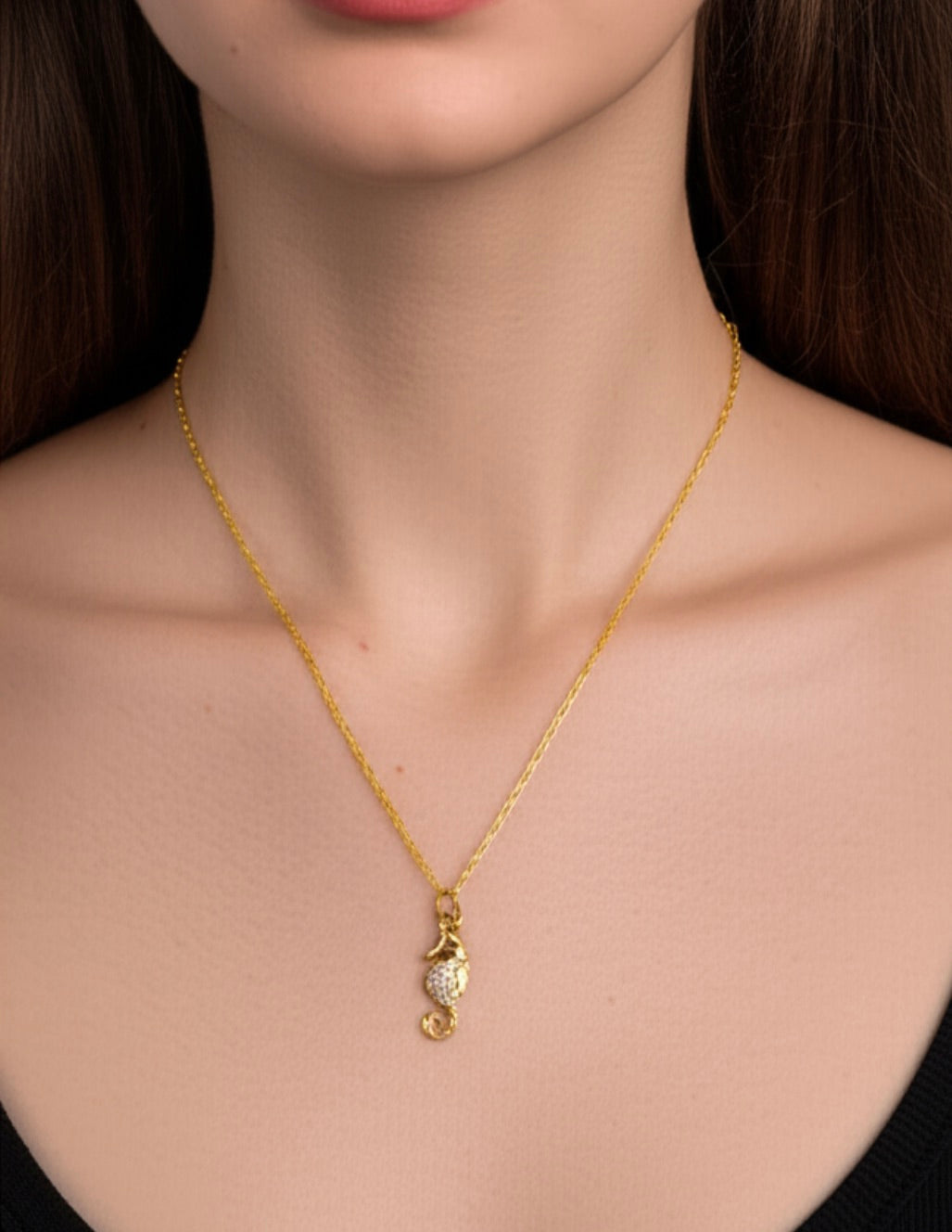 Seahorse Gold Plated Stainless Steel Necklace