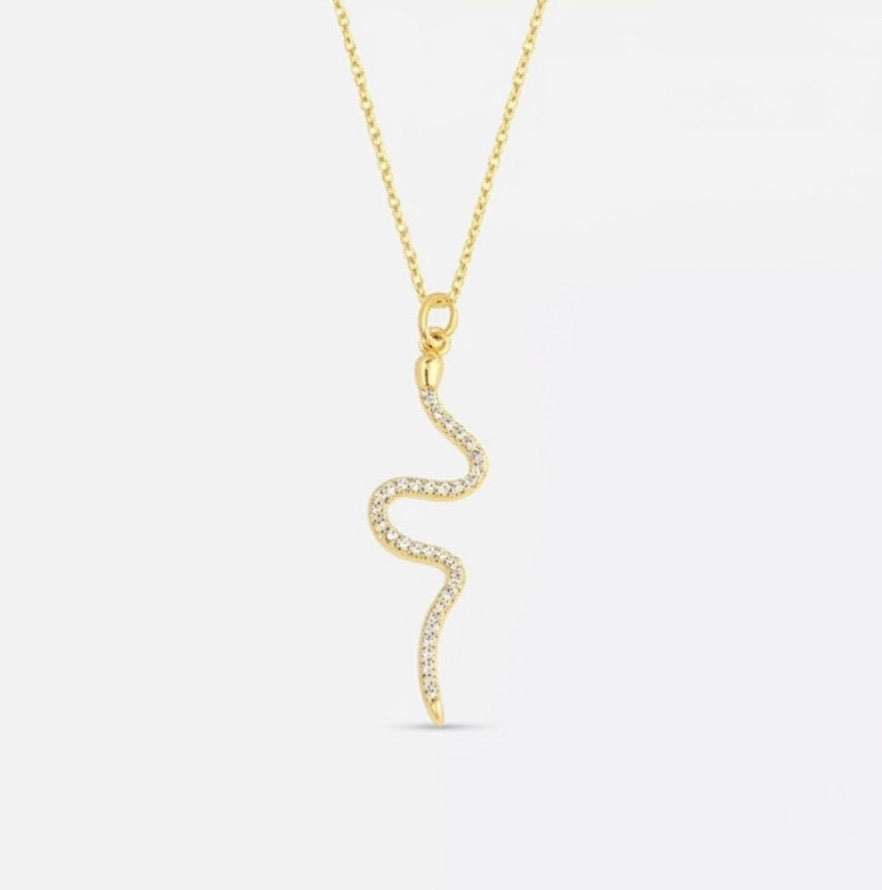 Golden Snake Cubic Zirconia Pendant