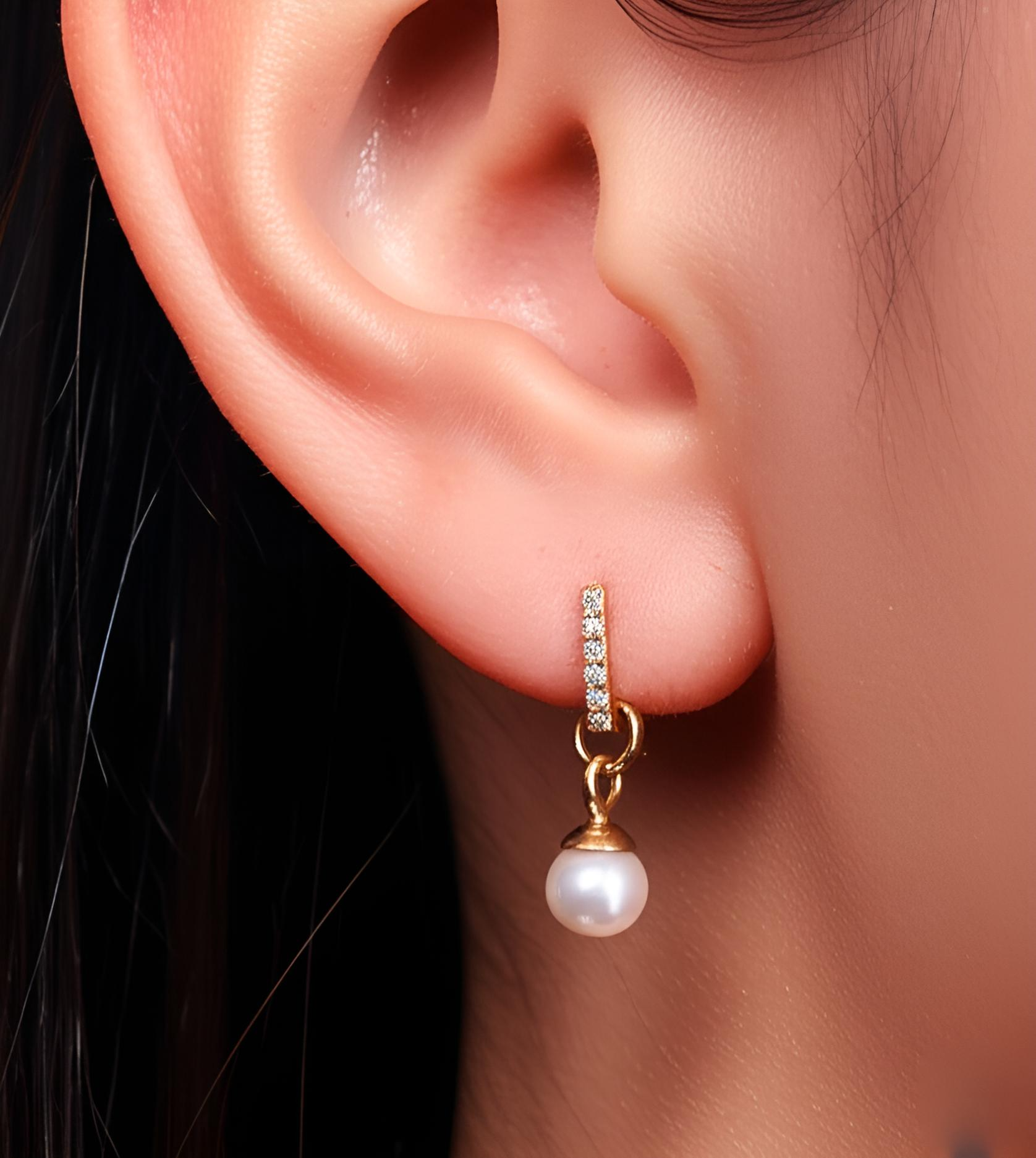 White Seashell Pearl Earring Charms- Small