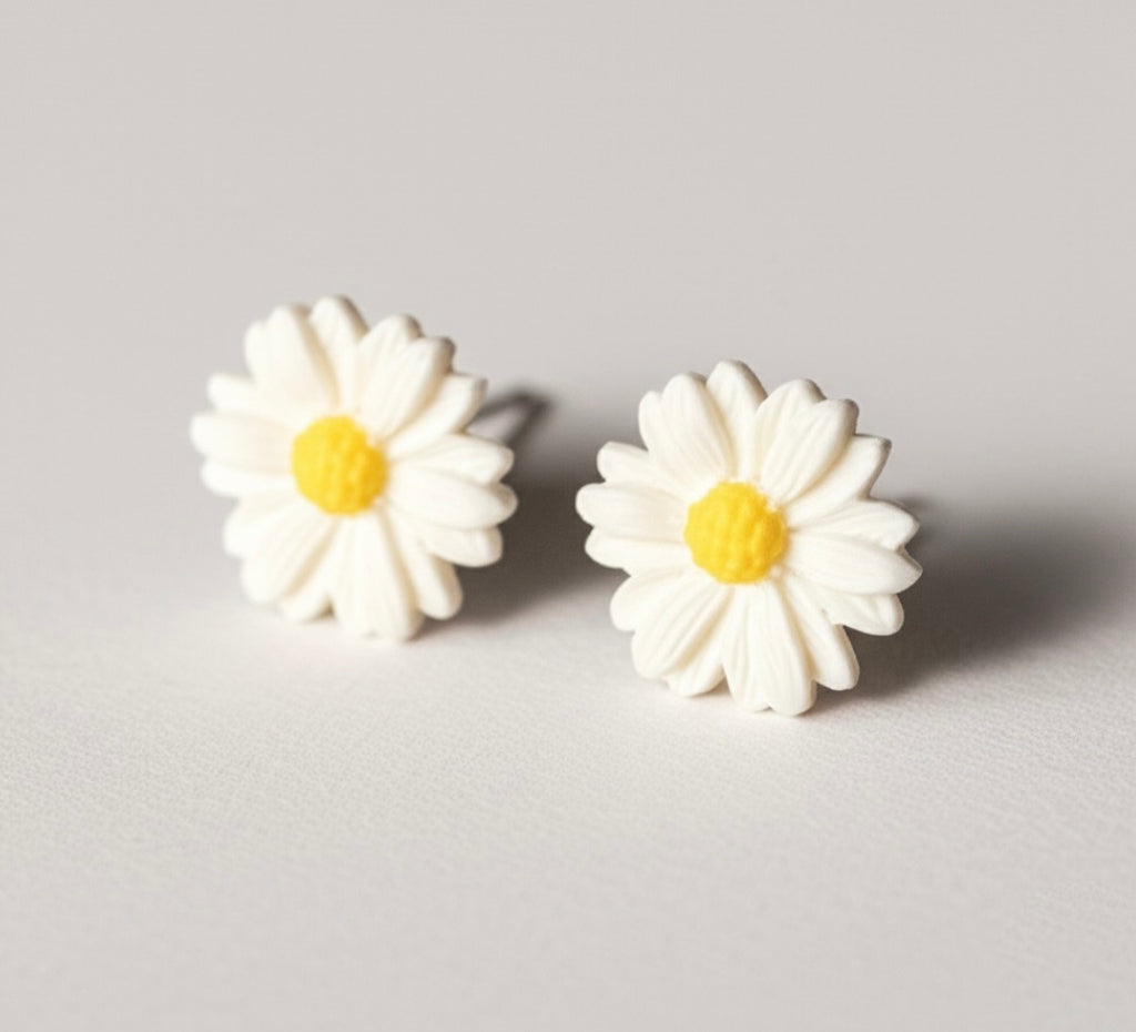 Large Marguerite Flower Stud Earrings