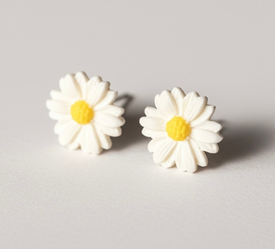 Large Marguerite Flower Stud Earrings