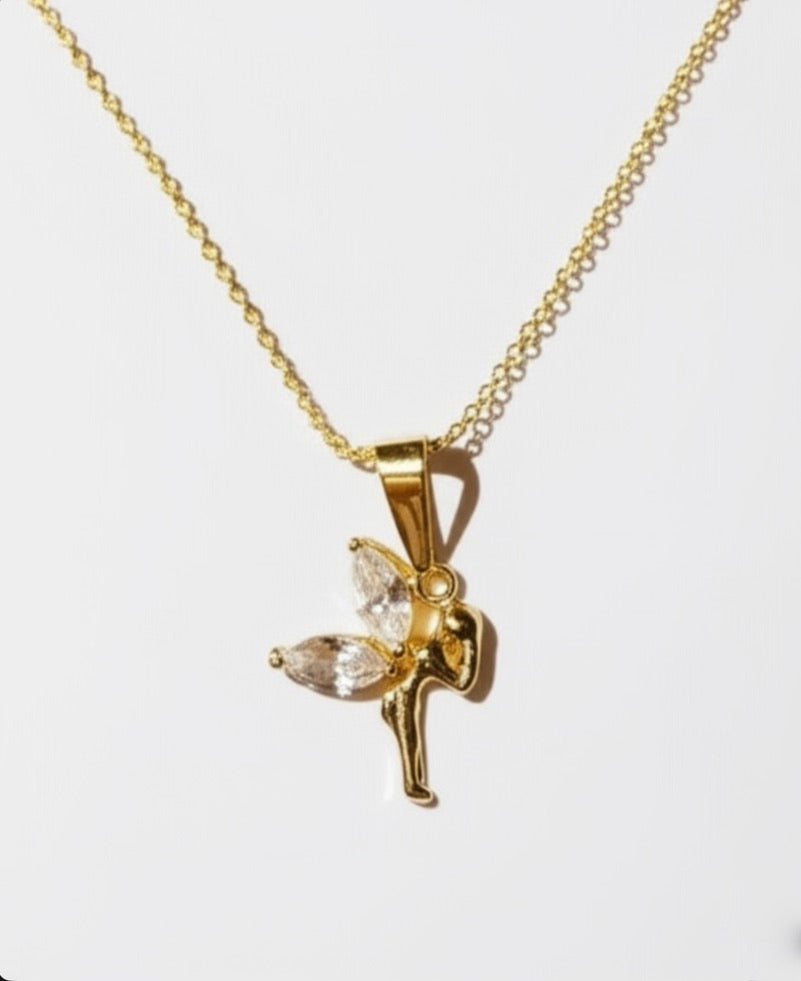 Dainty Fairy Gold and Cubic Zirconia Pendant