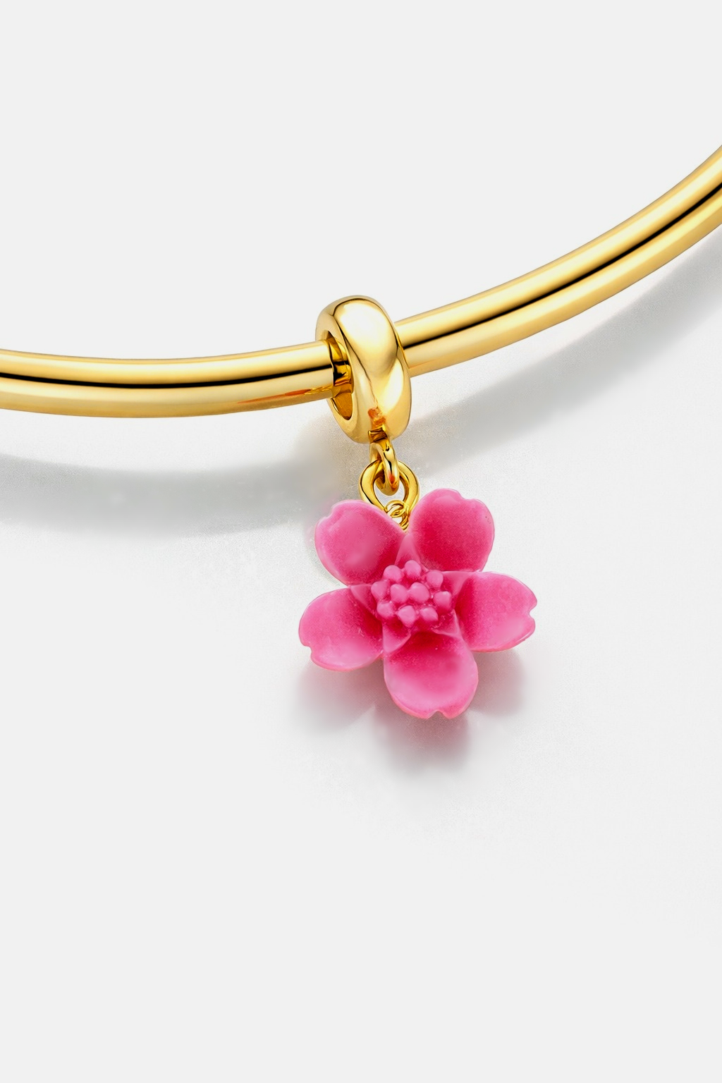 Large Pink Flower Bracelet Charm