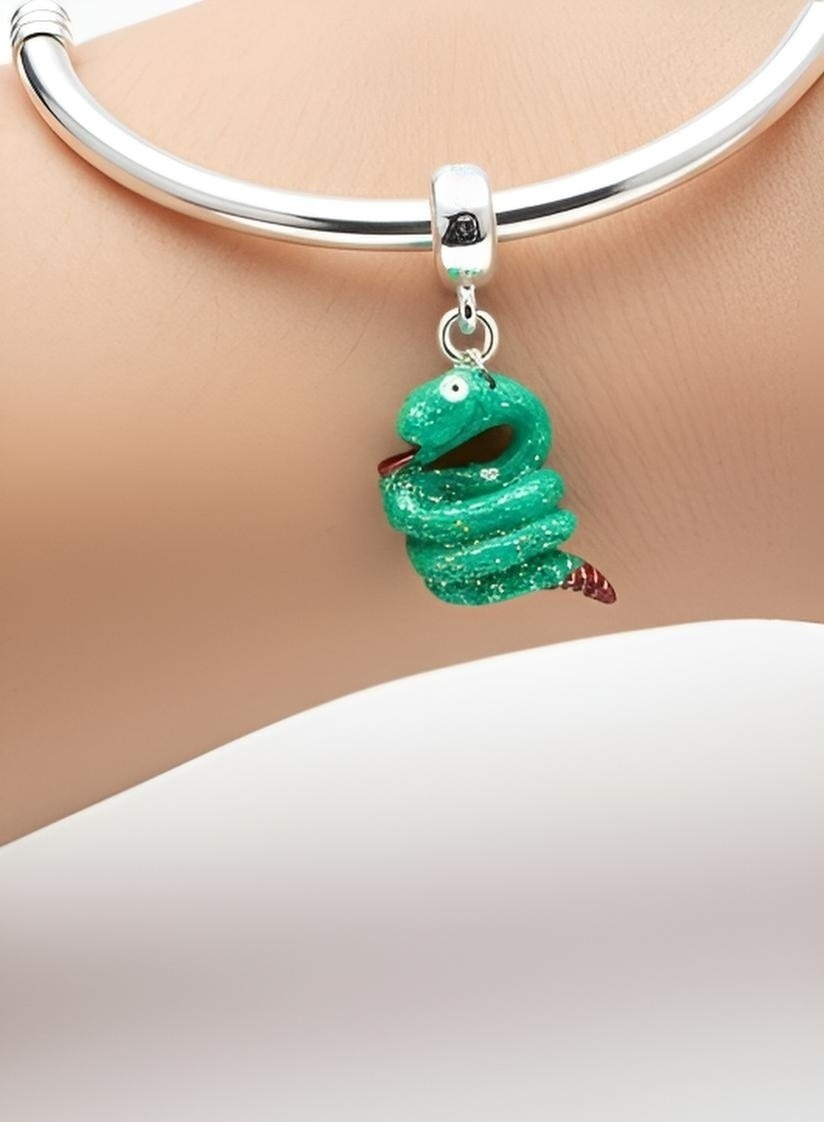 Green Snake Bracelet Charm