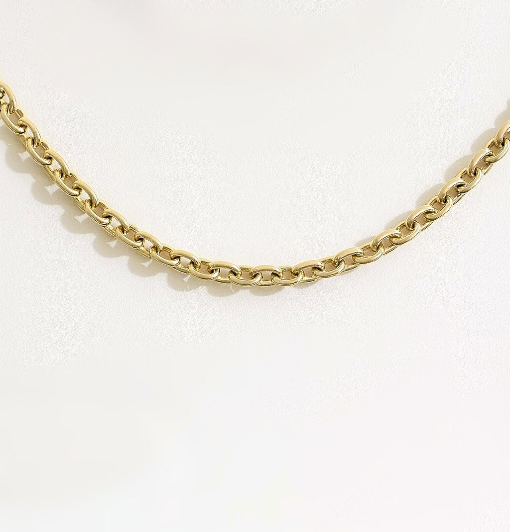 Golden Stainless Steel Cable Chain Necklace- Large