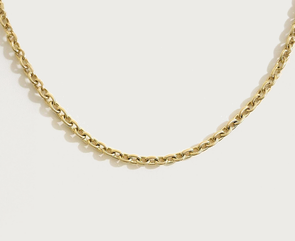 Golden Stainless Steel Cable Chain Necklace- Large