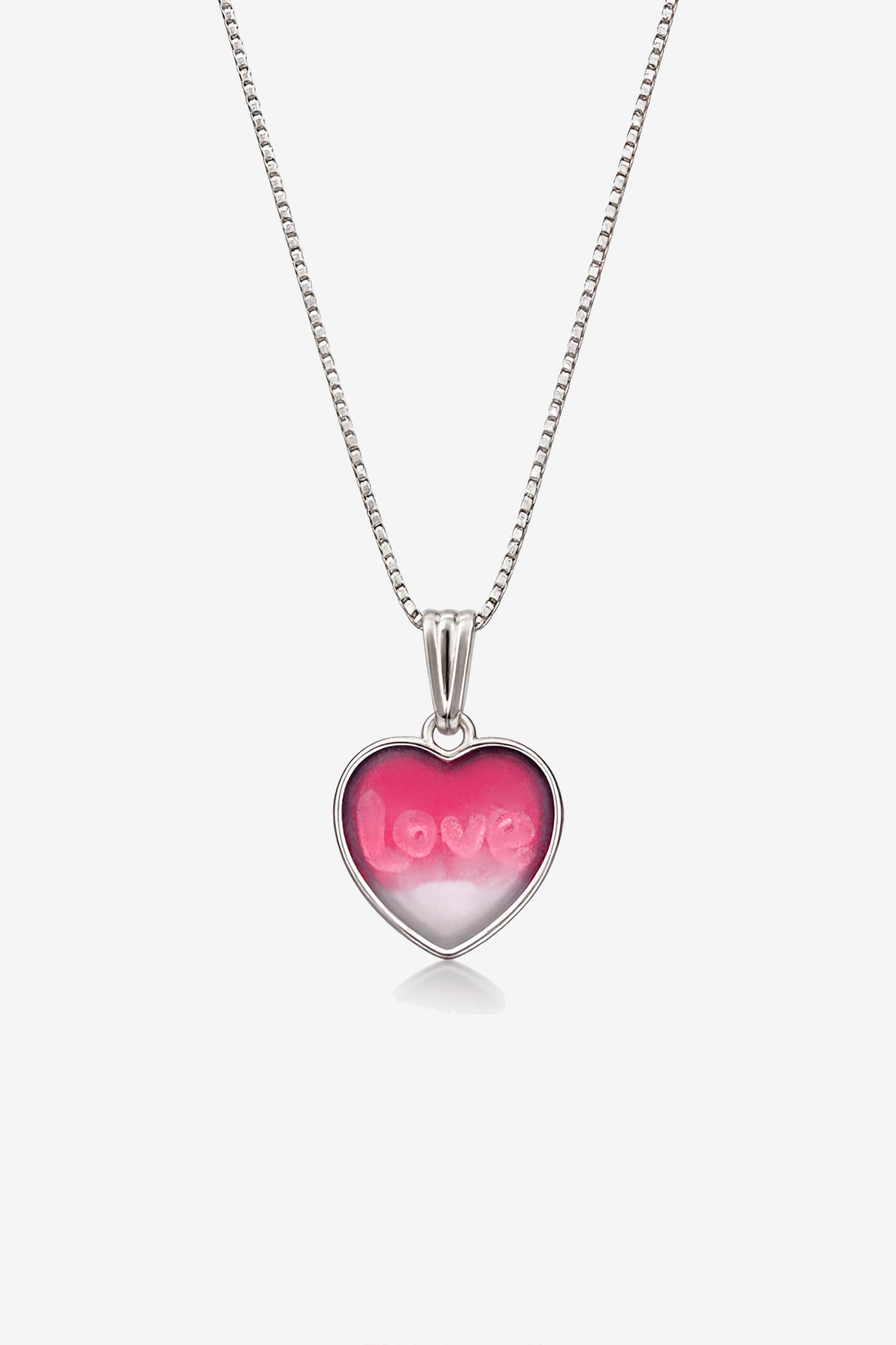 Pink Love Heart Pendant Necklace