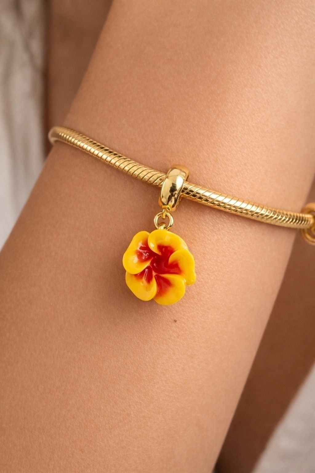 Two Tones Flower Bracelet Charm