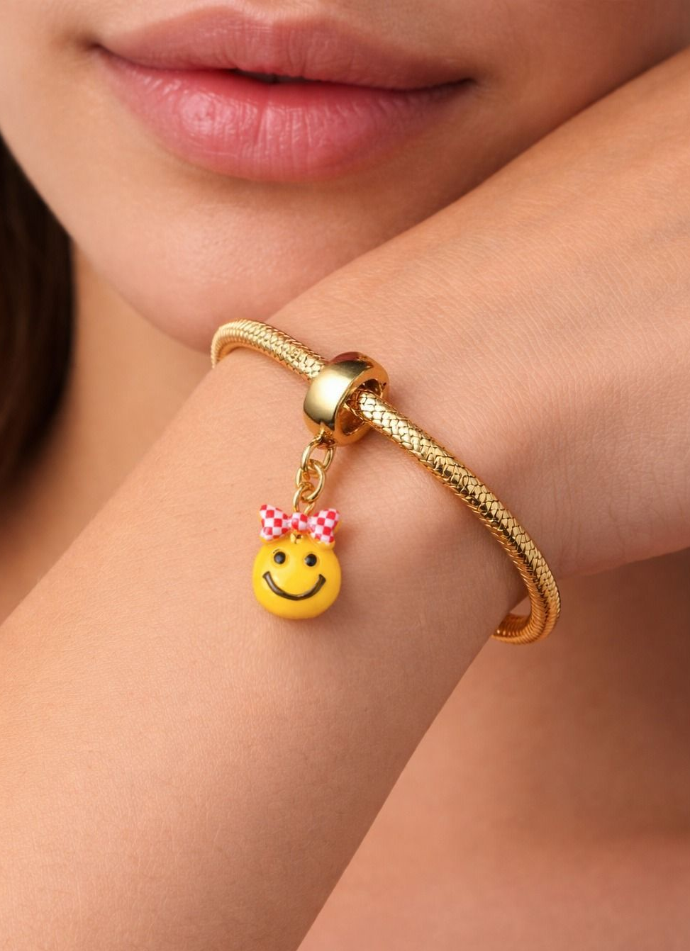 Yellow Smiley Face Bracelet Charm