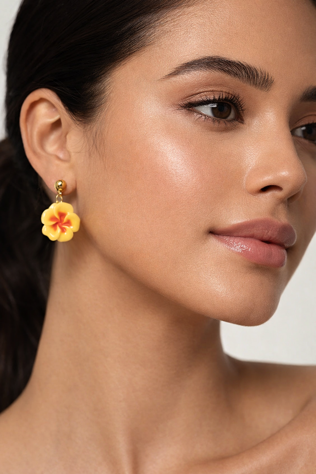 Two Tones Flower Drop Earrings