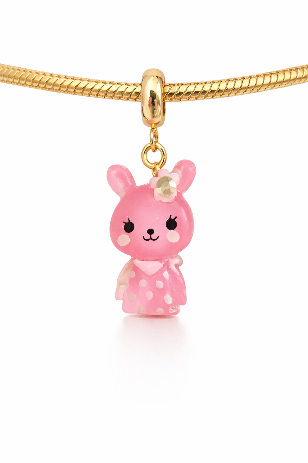 Large Pink Rabbit Bracelet Charm
