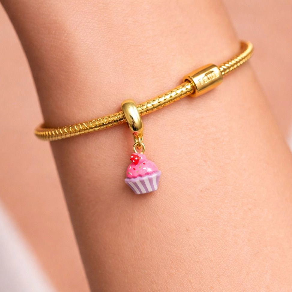 Pink Cupcake Bracelet Charm
