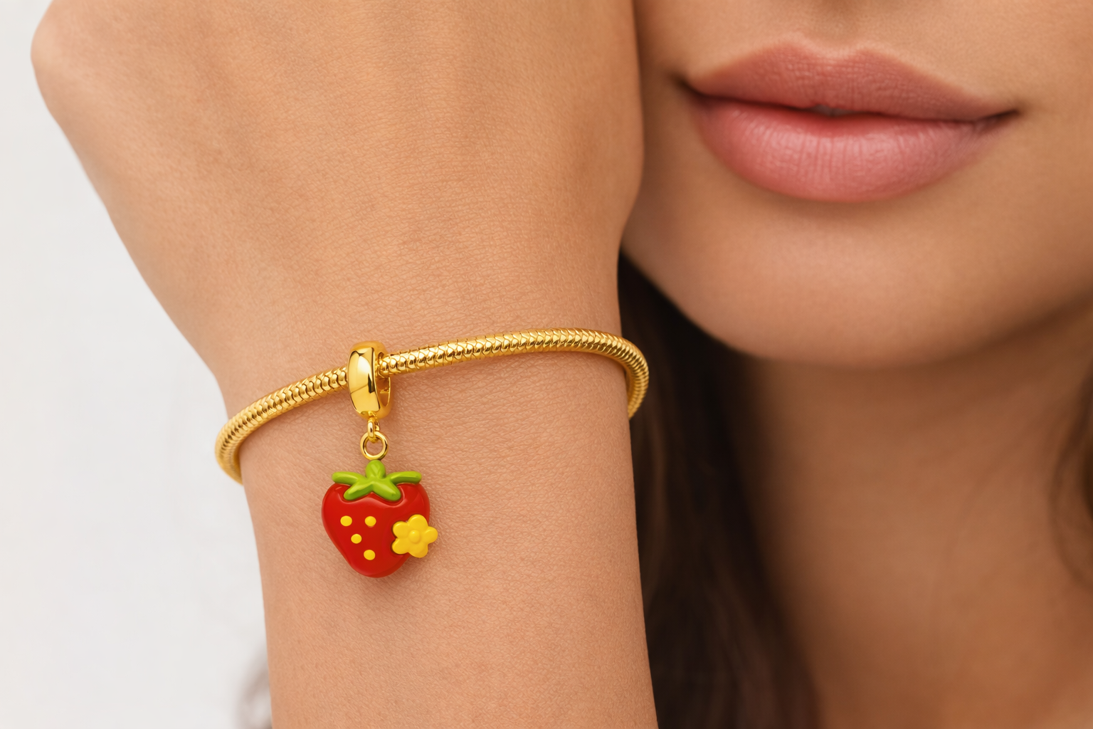 Red Strawberry Bracelet Charm