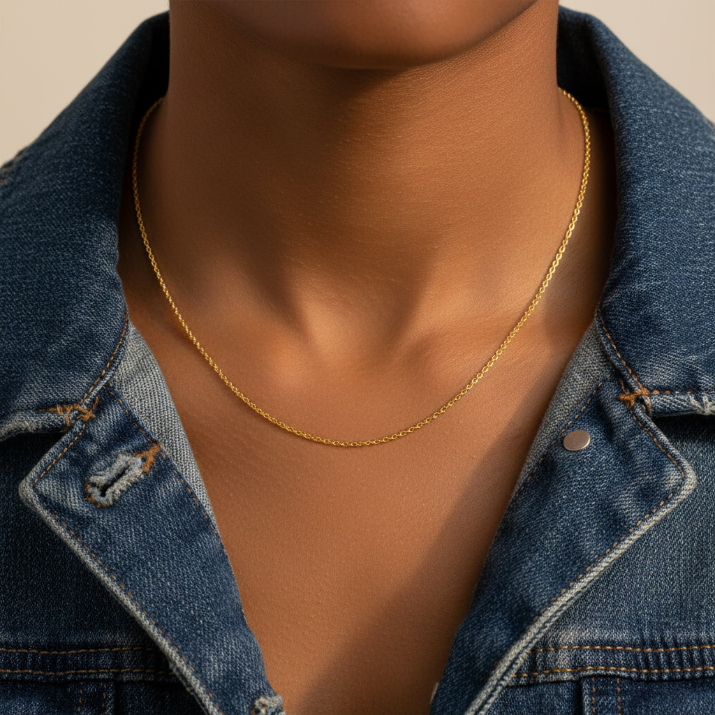 Golden Stainless Steel Cable Chain Necklace- Small