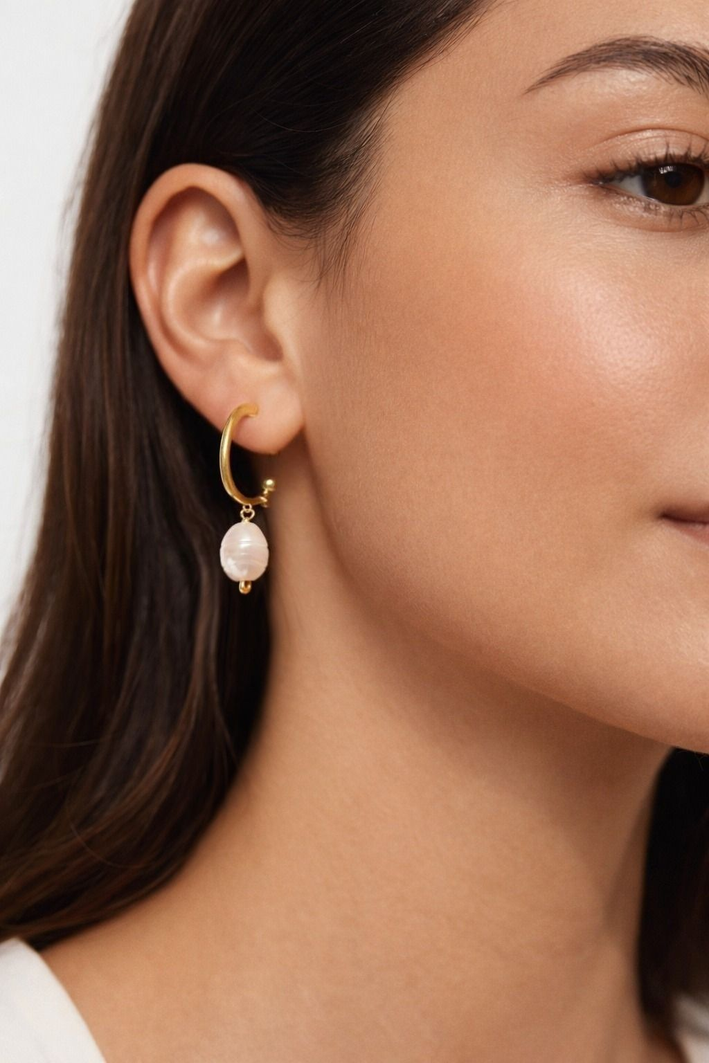 Baroque Pearls Semi Hoop Earrings