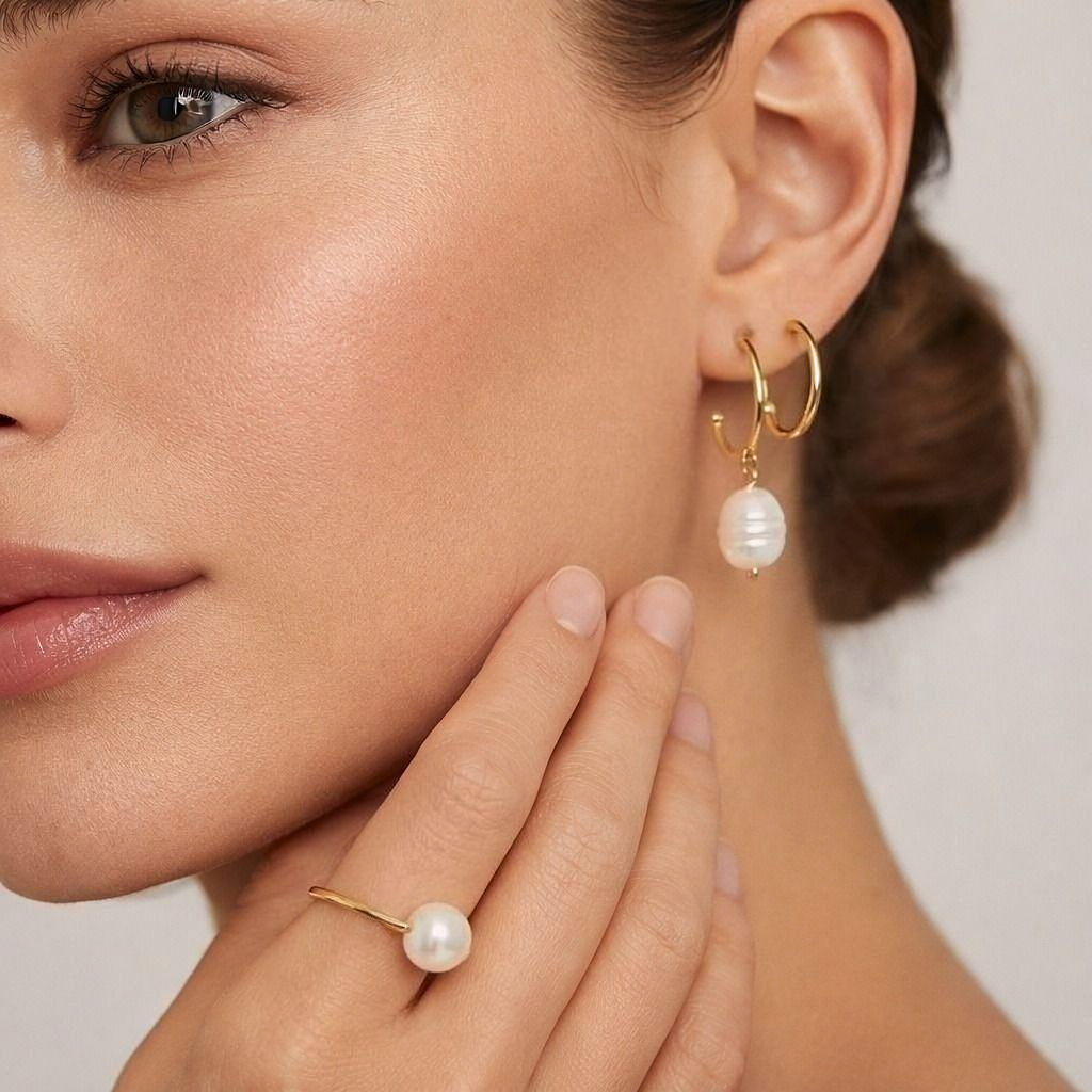 Baroque Pearls Semi Hoop Earrings