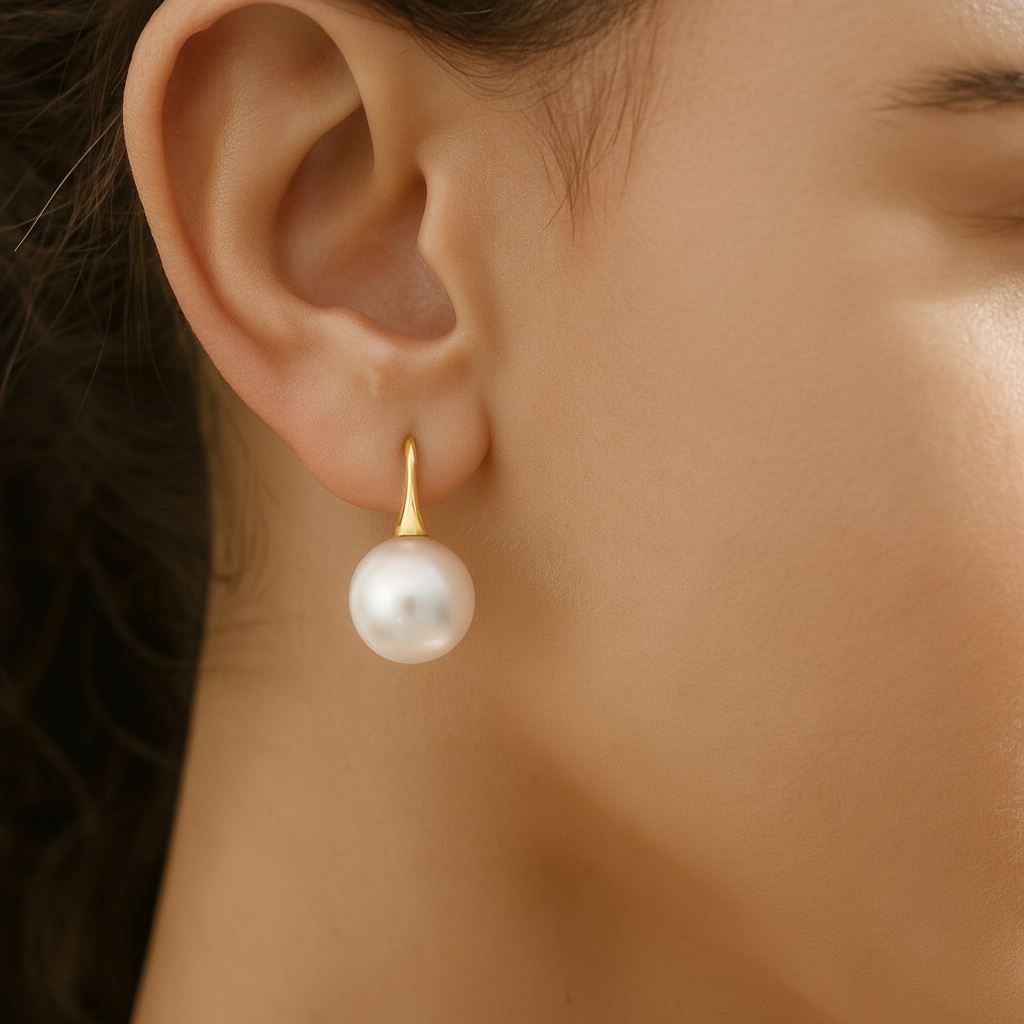 Large Pearl Drop Gold Plated Earrings