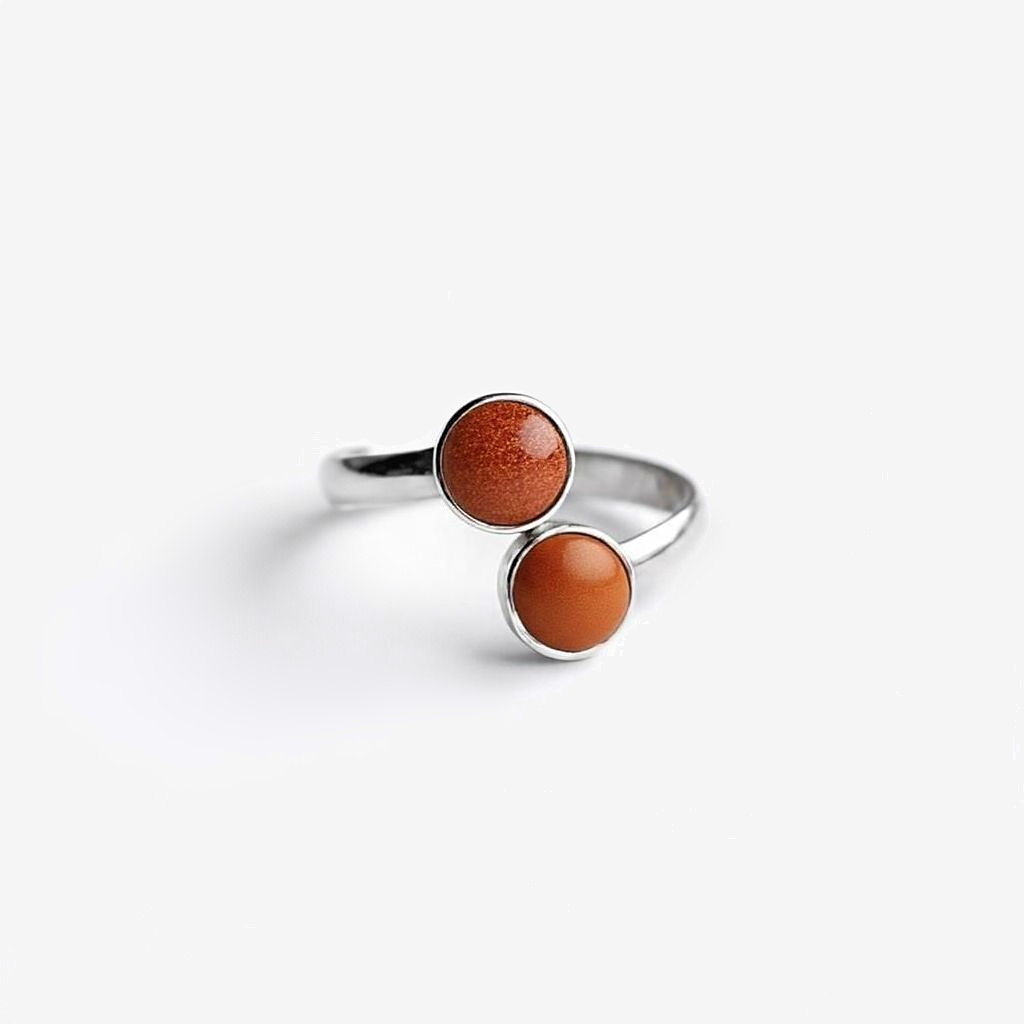 Brown Sunstone Stainless Steel Ring