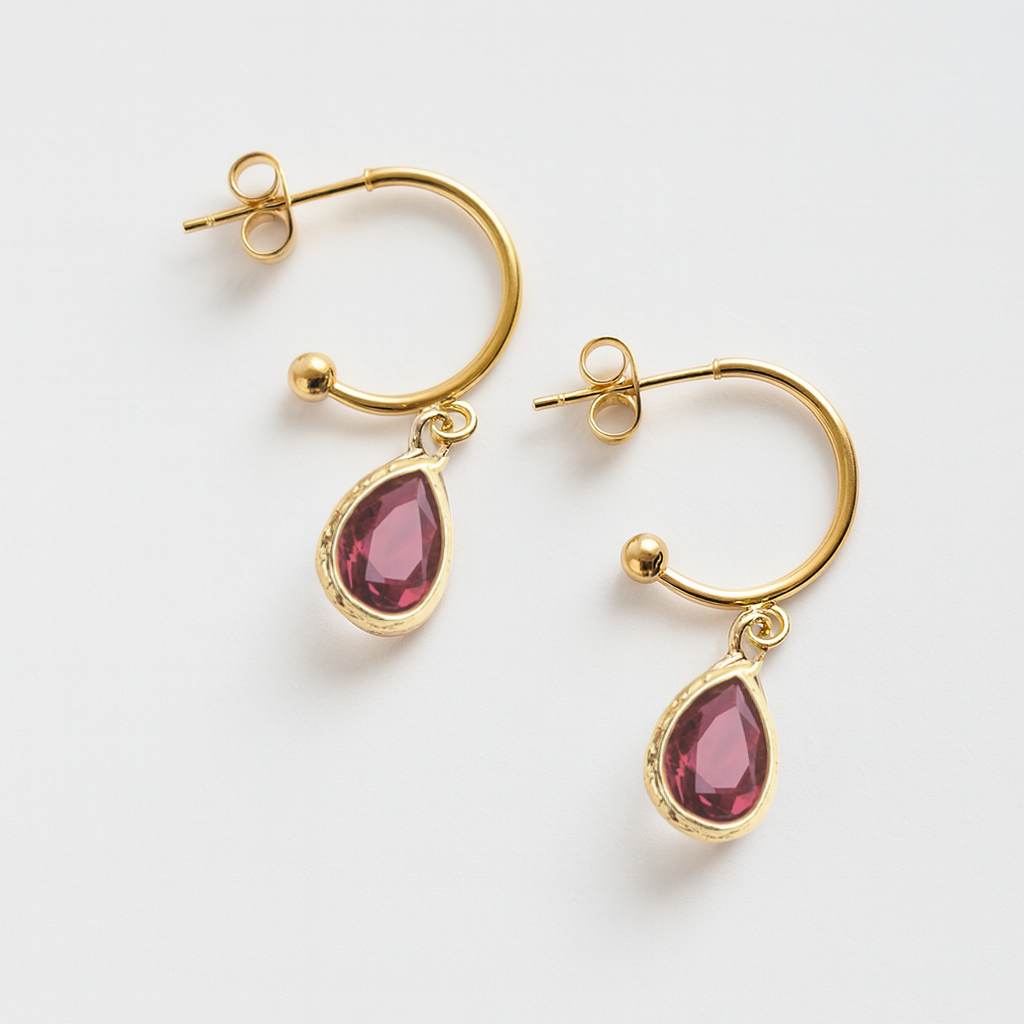 Purple Red Semi Hoop Earrings