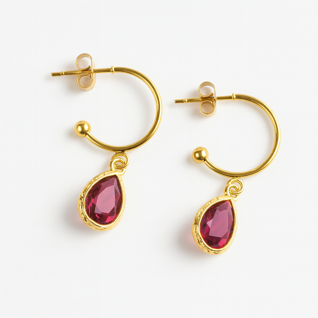 Purple Red Semi Hoop Earrings