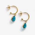 Ocean Blue Teardrop Semi Hoop Earrings
