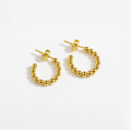Dotted Hoop Gold Semi Hoop Earrings- Medium