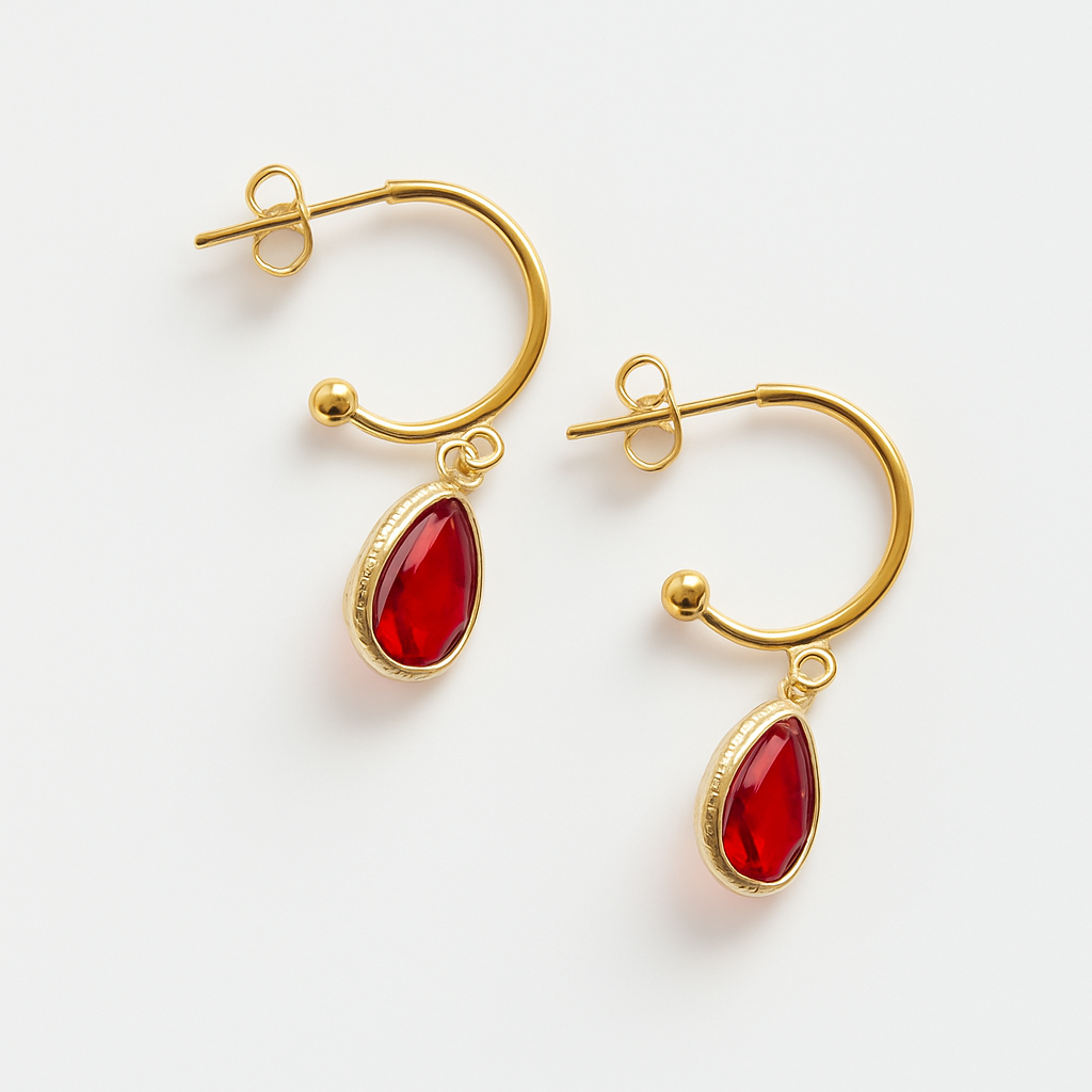 Strawberry Red Semi Hoop Earrings