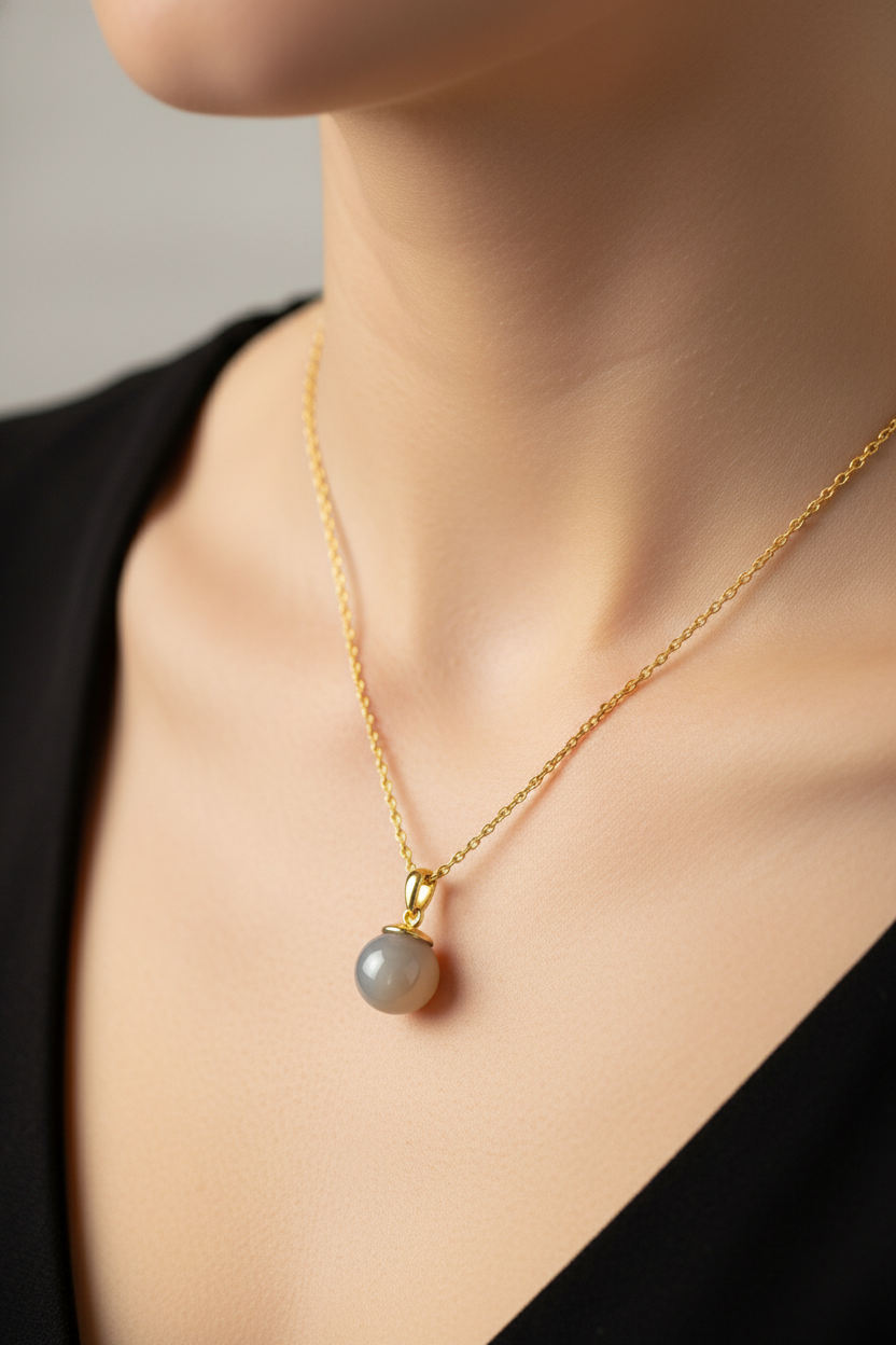 Grey Chalcedony Pendant Necklace