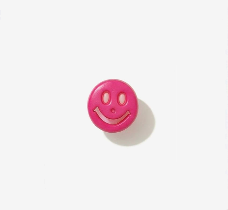 Smiley Face Lapel Pin in Dark Pink