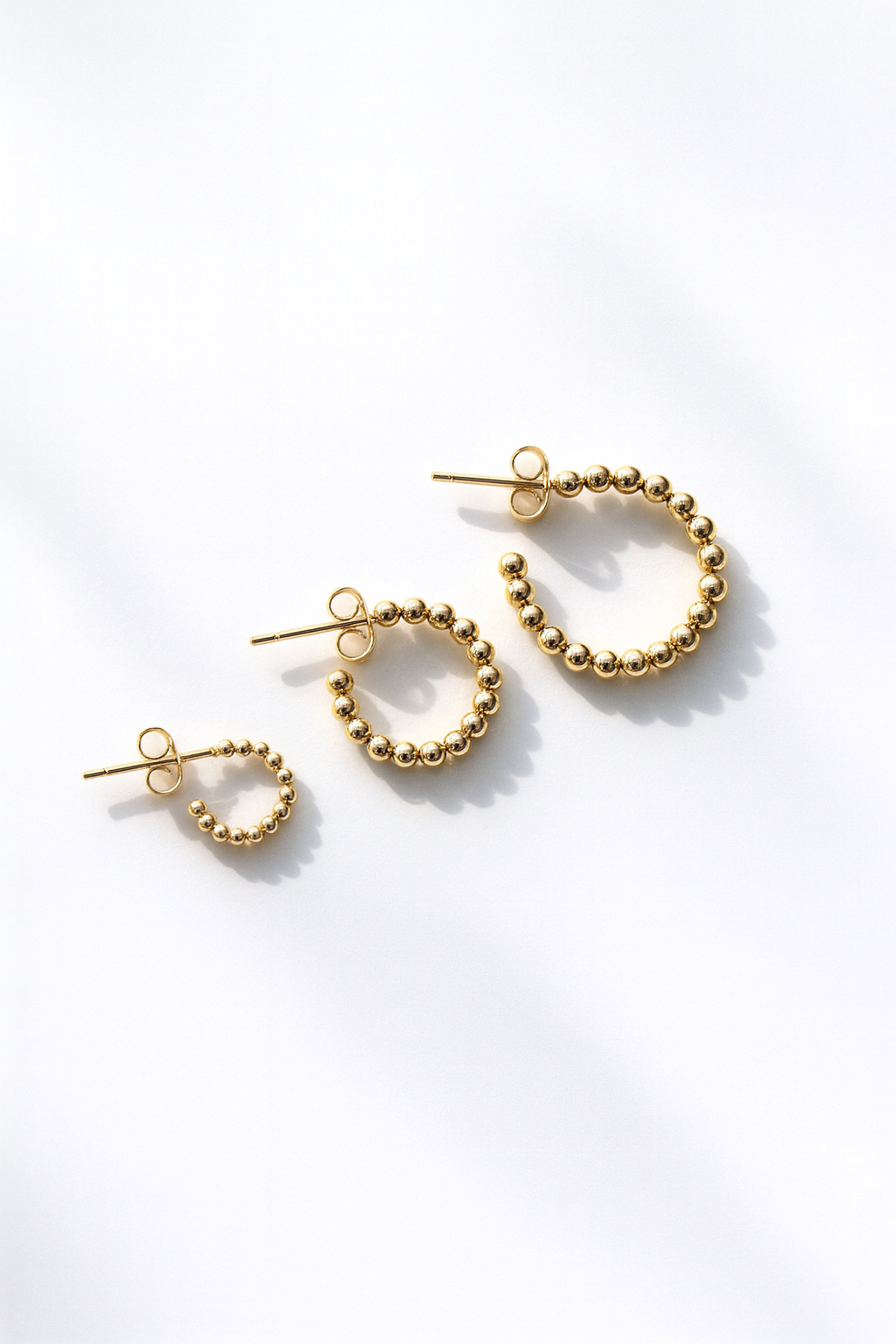 Dotted Hoop Gold Semi Hoop Earrings- Small