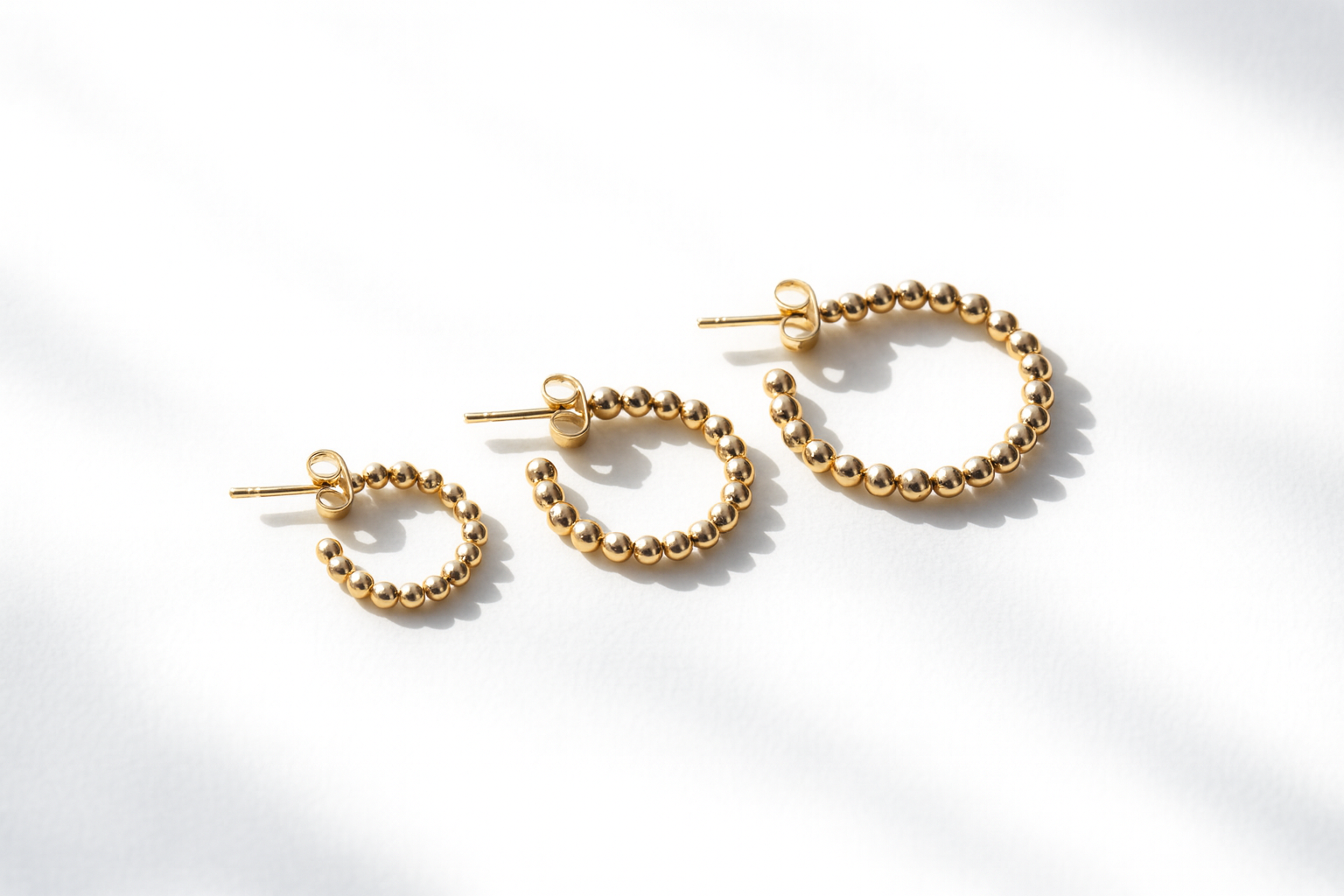 Dotted Hoop Gold Semi Hoop Earrings- Large