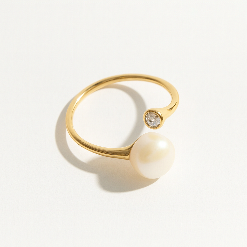 Gold Plated Sterling Silver Ring with a Pearl
