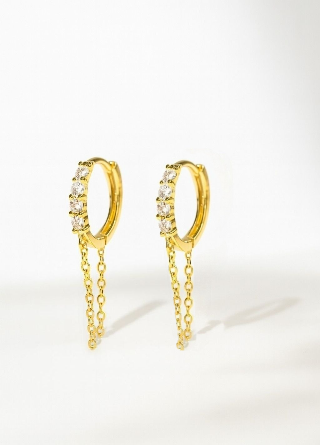 Gold Plated Hoop Earrings with Chains