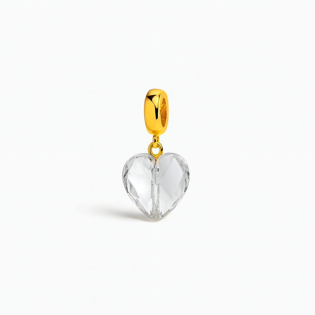 Transparent Heart Gold Bracelet Charm