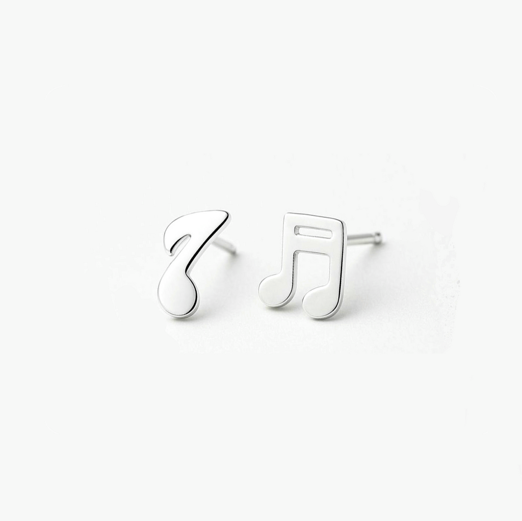 Music Notes Sterling Silver Stud Earrings