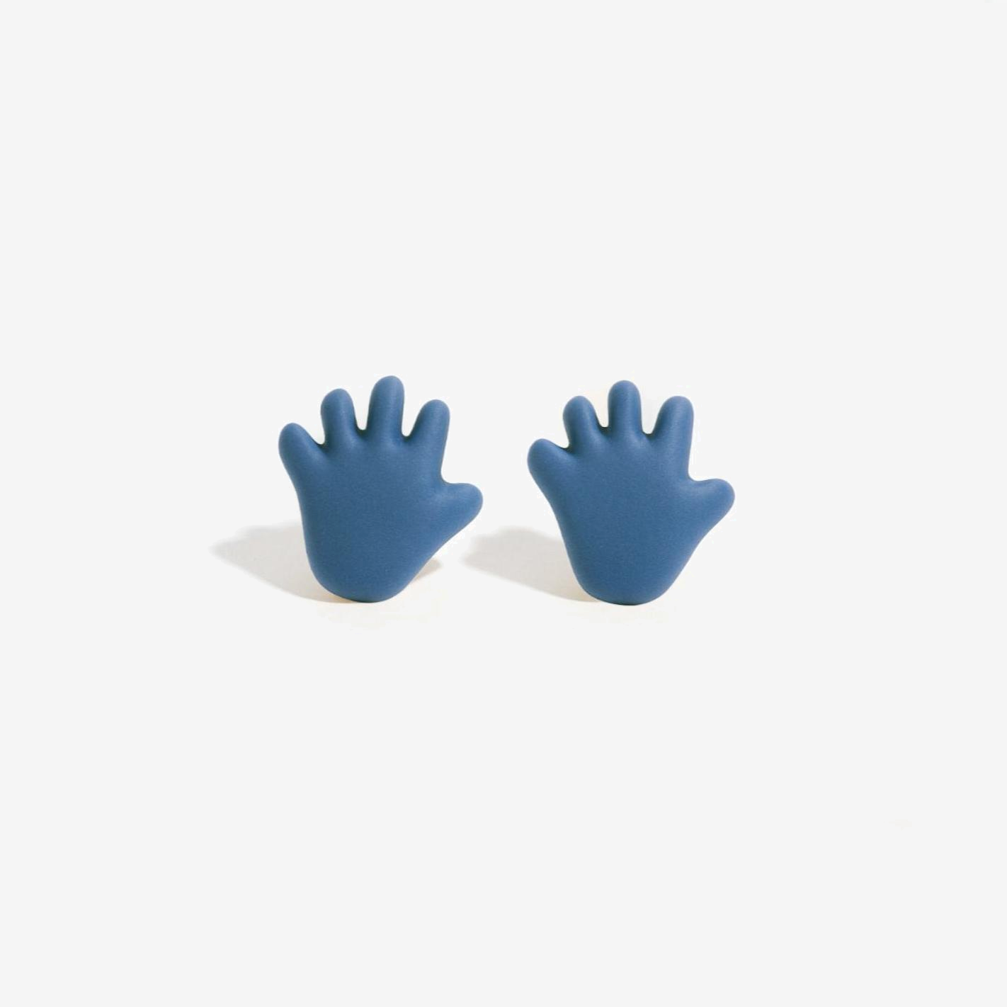 Blue Baby Hands Stud Earrings