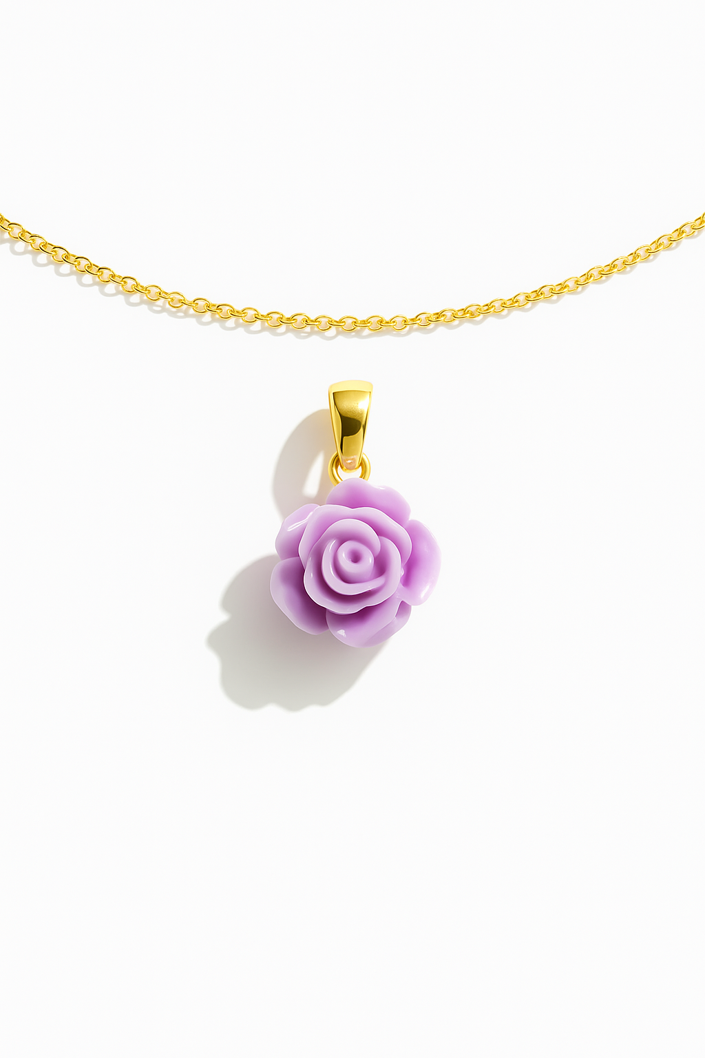 Light Purple Flower Gold Plated Necklace Pendant