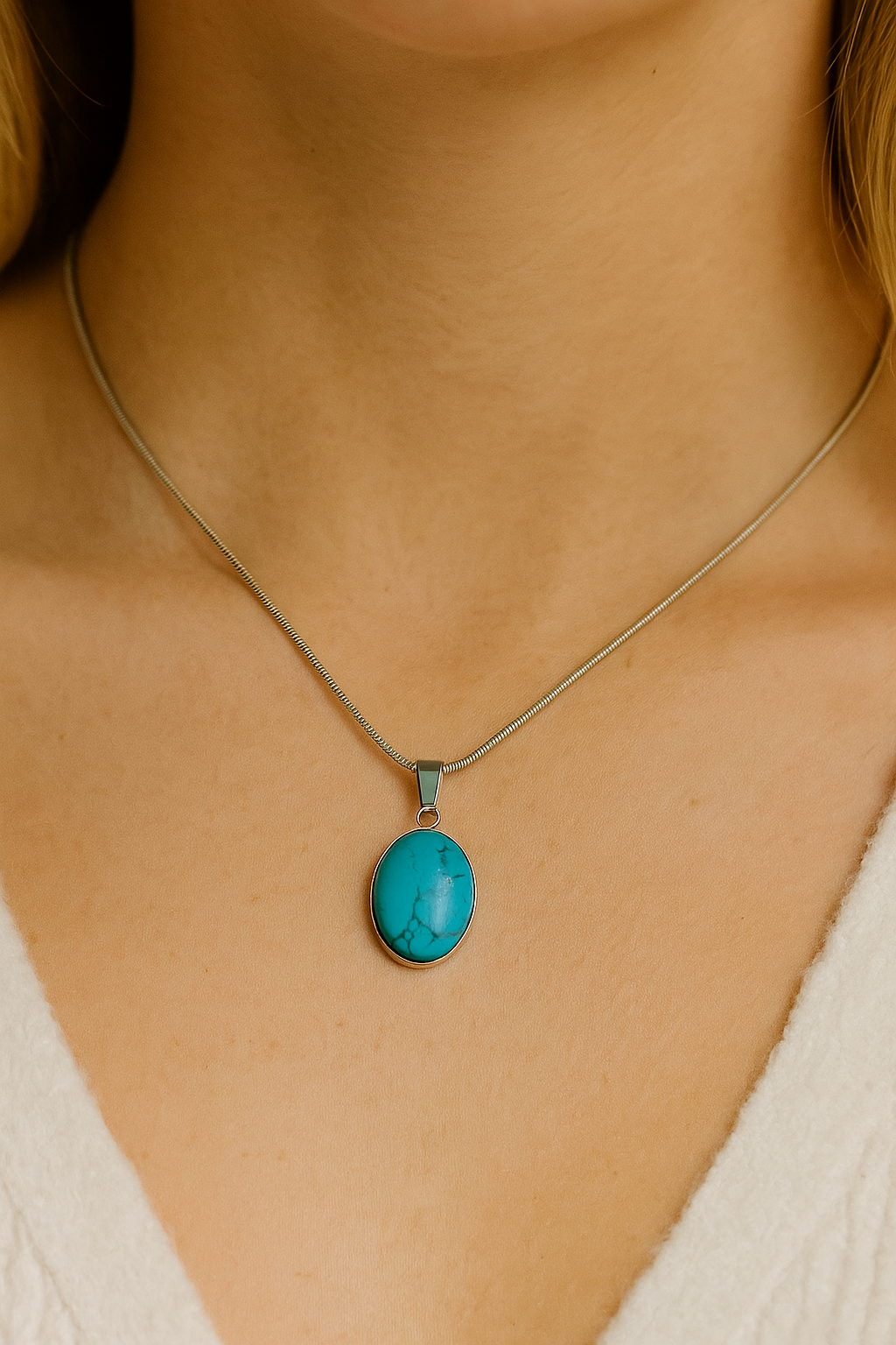Turquoise Stainless Steel Pendant Necklace