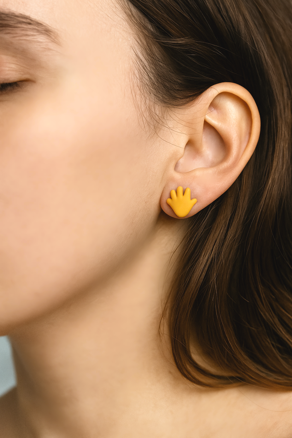 Orange Baby Hands Stud Earrings
