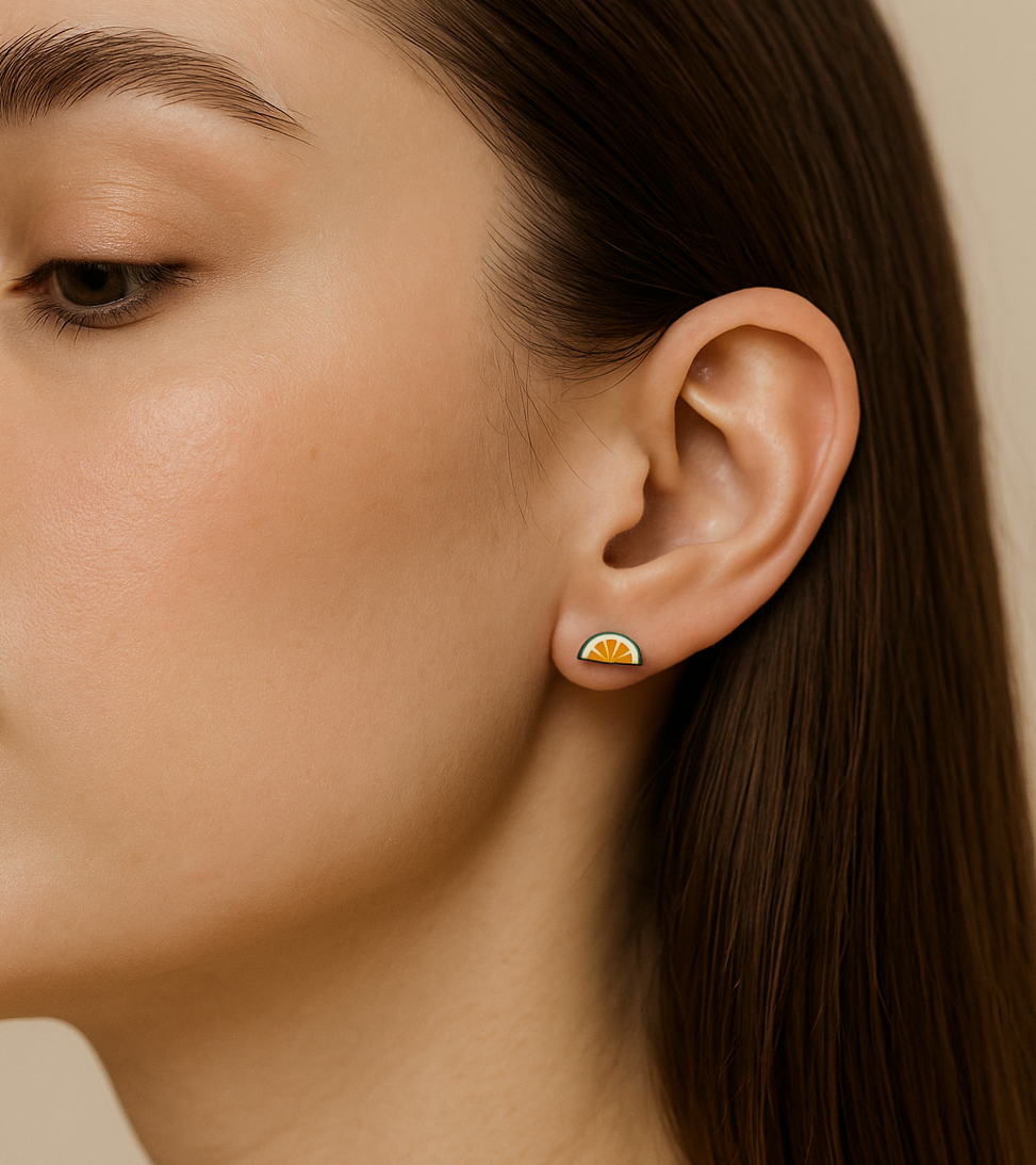 Mini Lemon Slices Stud Earrings