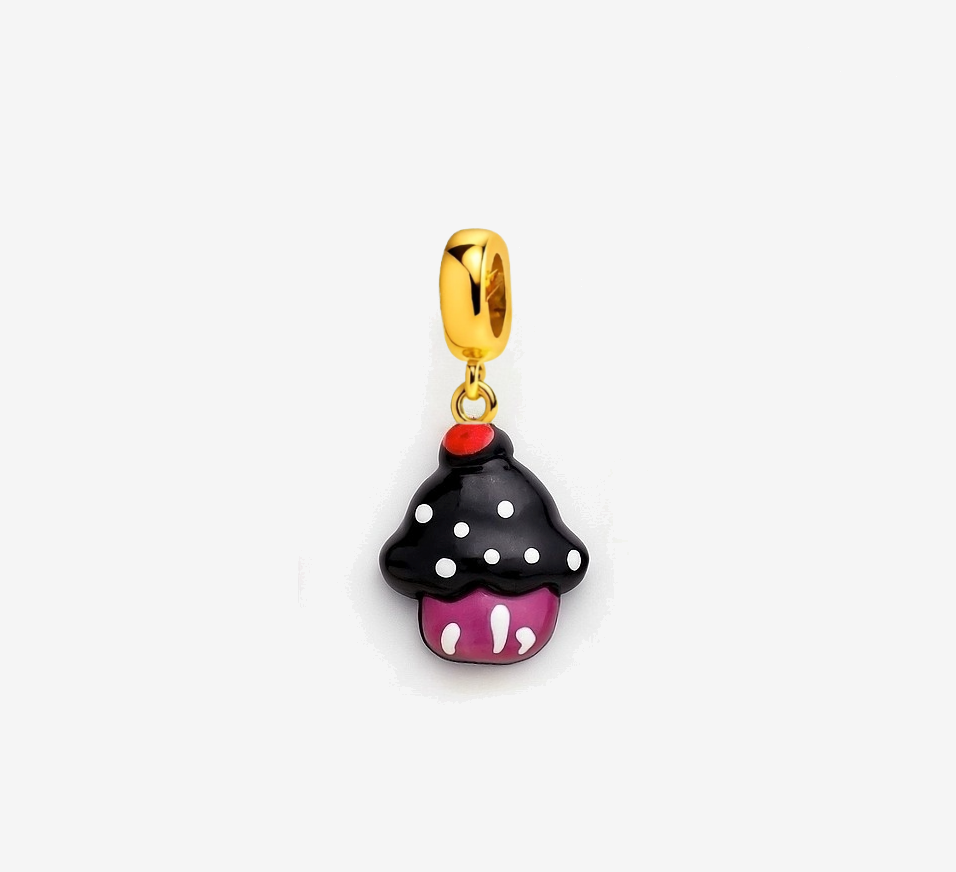 Cupcake Bracelet Charm in Black