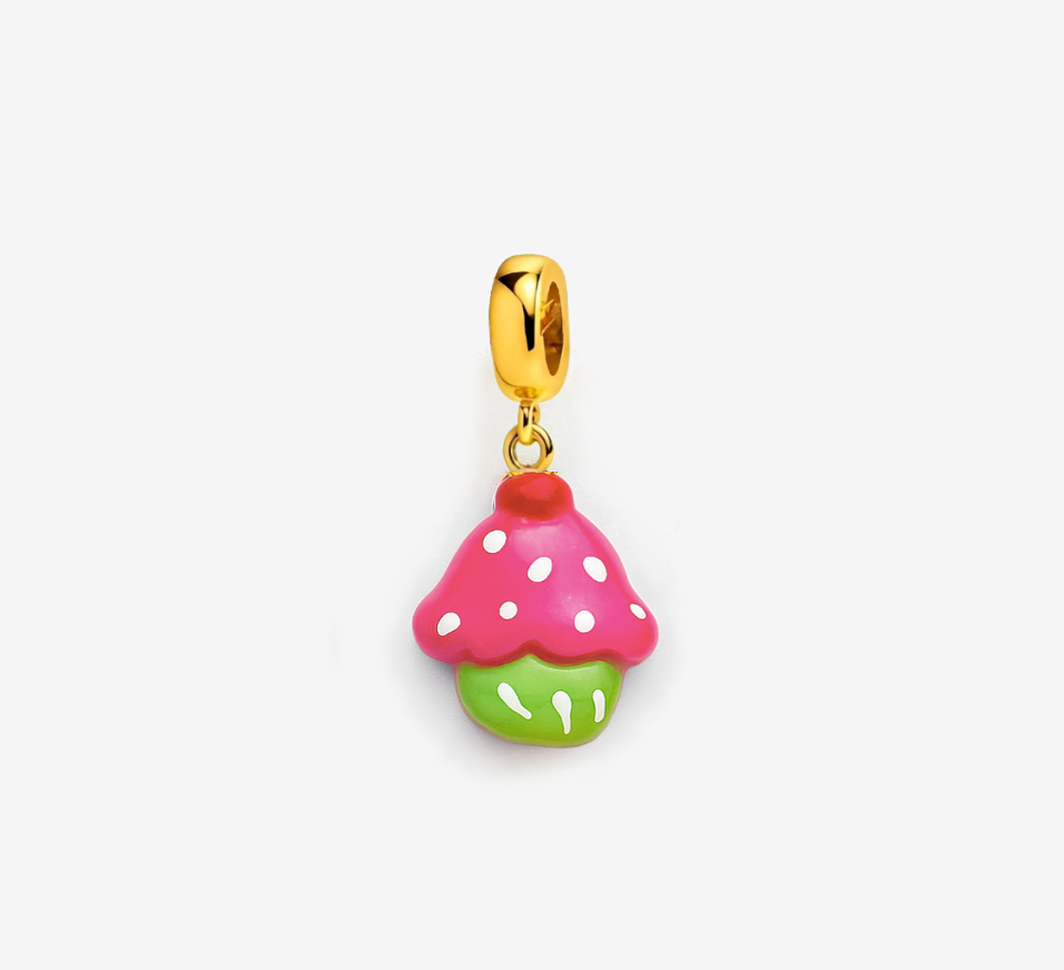 Cupcake Bracelet Charm in Pink