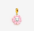 Smiley Flower Bracelet Charm in Pink