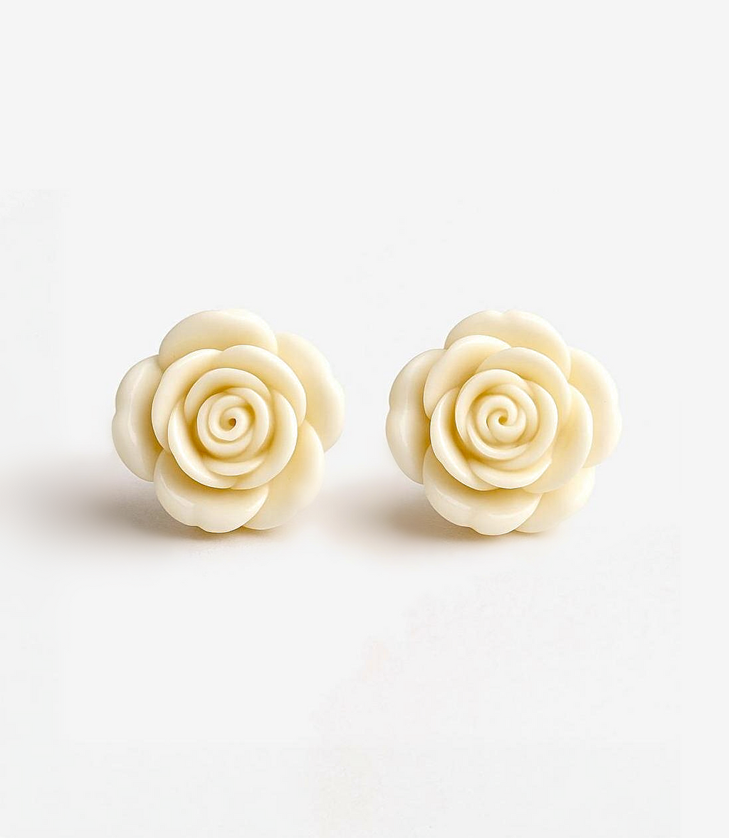 Large Cream White Flower Earrings