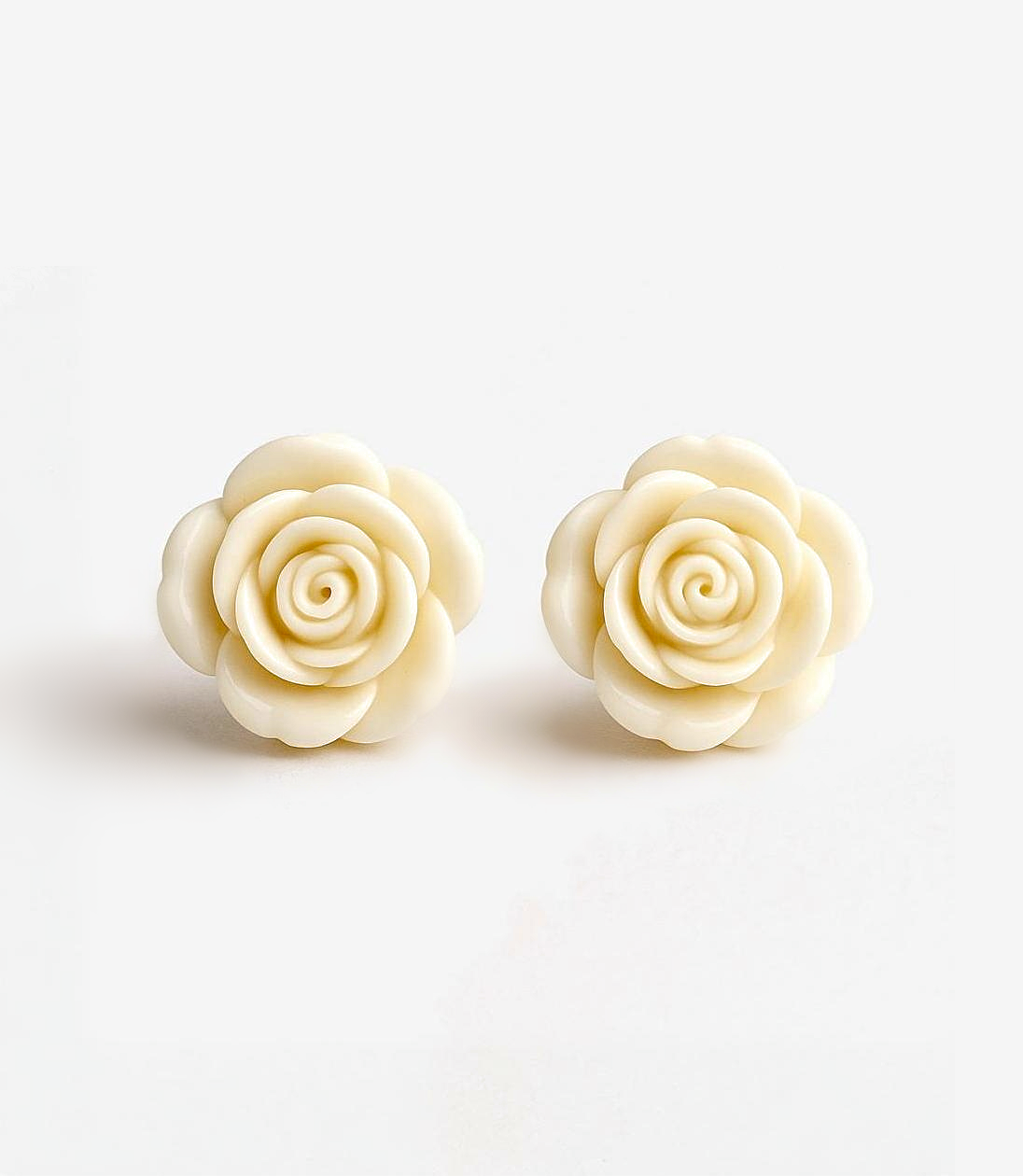 Large Cream White Flower Earrings