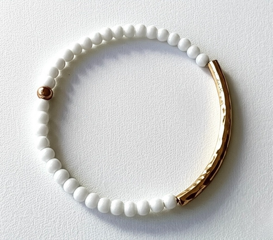 Natural White Stone Beads Bracelet