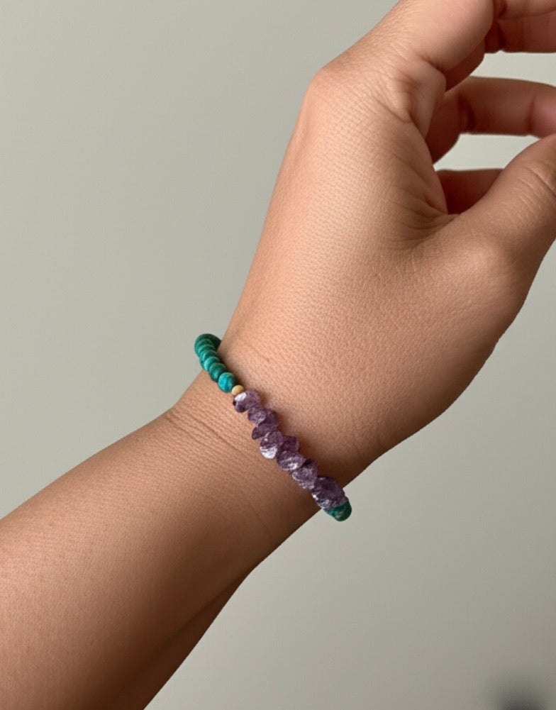 Amethyst and Green Gemstones Bracelet